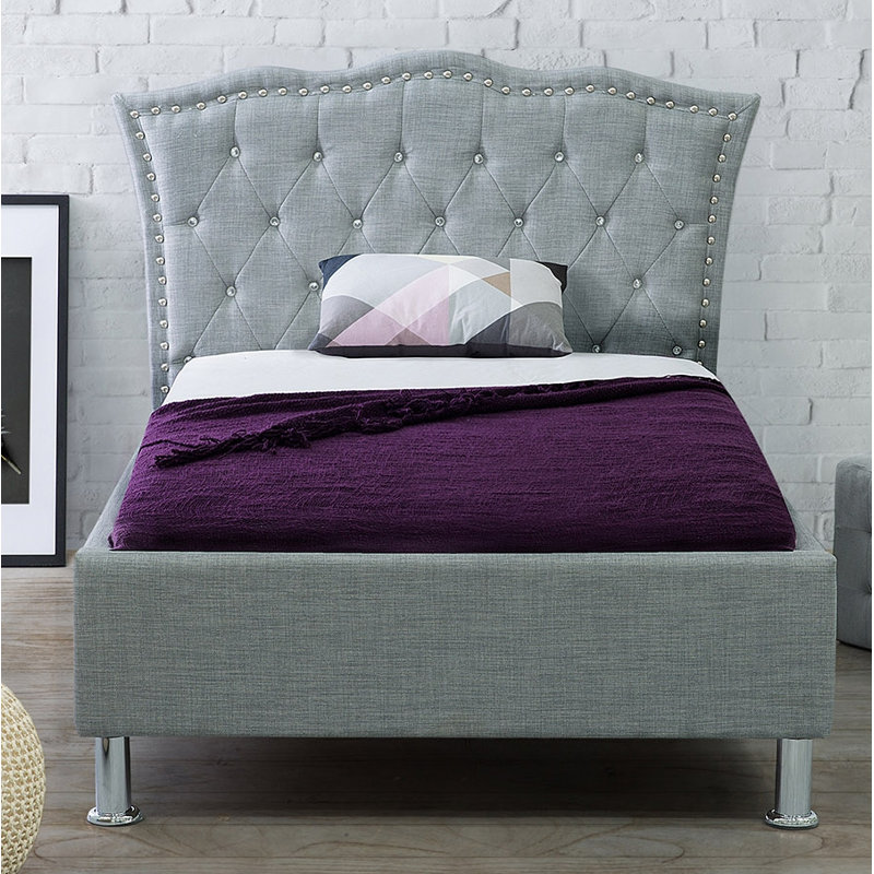 Oasis Upholstered Bed, European Single (90 x 200 cm), Grey