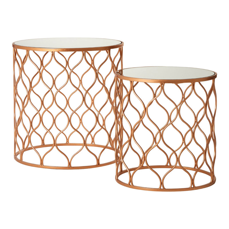 Lizeth Glass Top Pedestal Nesting Tables