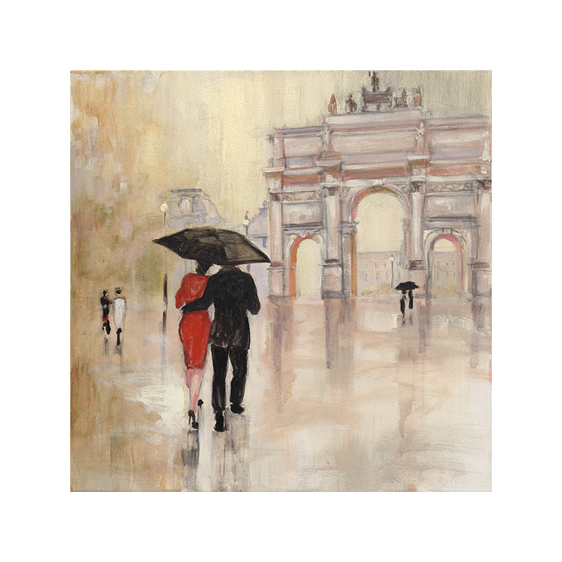 « romantic paris ii », reproduction d’art sur toile tendue, H 14 po x l 14 po x p 2 po