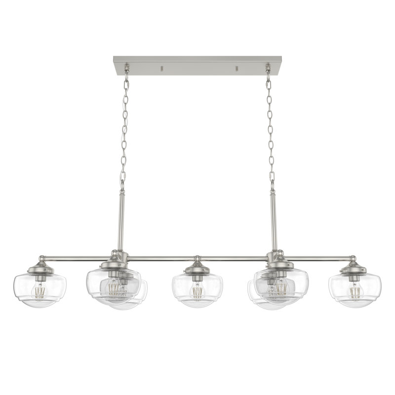 Luminaire suspendu linéaire à 7 lumières pour îlot de cuisine Saddle Creek, Nickel brossé