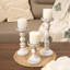 12'' Handcrafted Mango Wood Pillar Candle Holder Set – Rustic 3-Piece Set for LED Candles-760302326