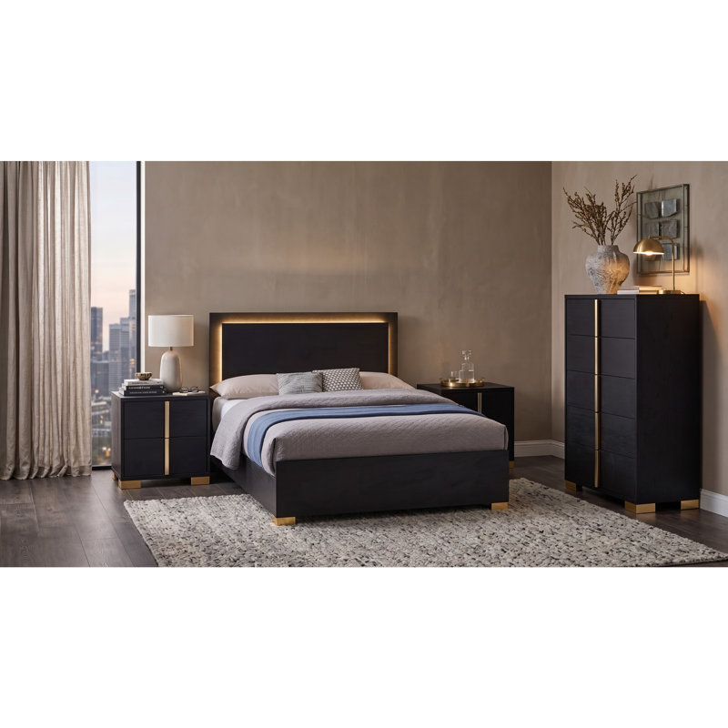 Ensemble de chambre à coucher 4 pièces Maxwell, White, 4 Pcs: Bed, Dresser, 2 Nightstands, Twin