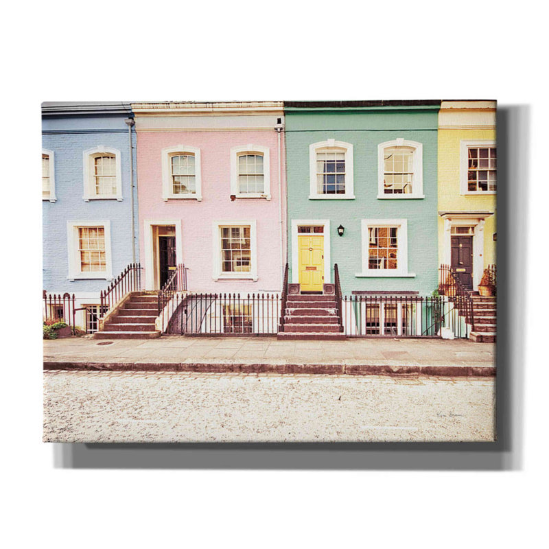 «Chelsea House All Lined Up Spring» par Keri Bevan, art mural sur toile giclée, H 12 po x l 16 po x P 0,75 po