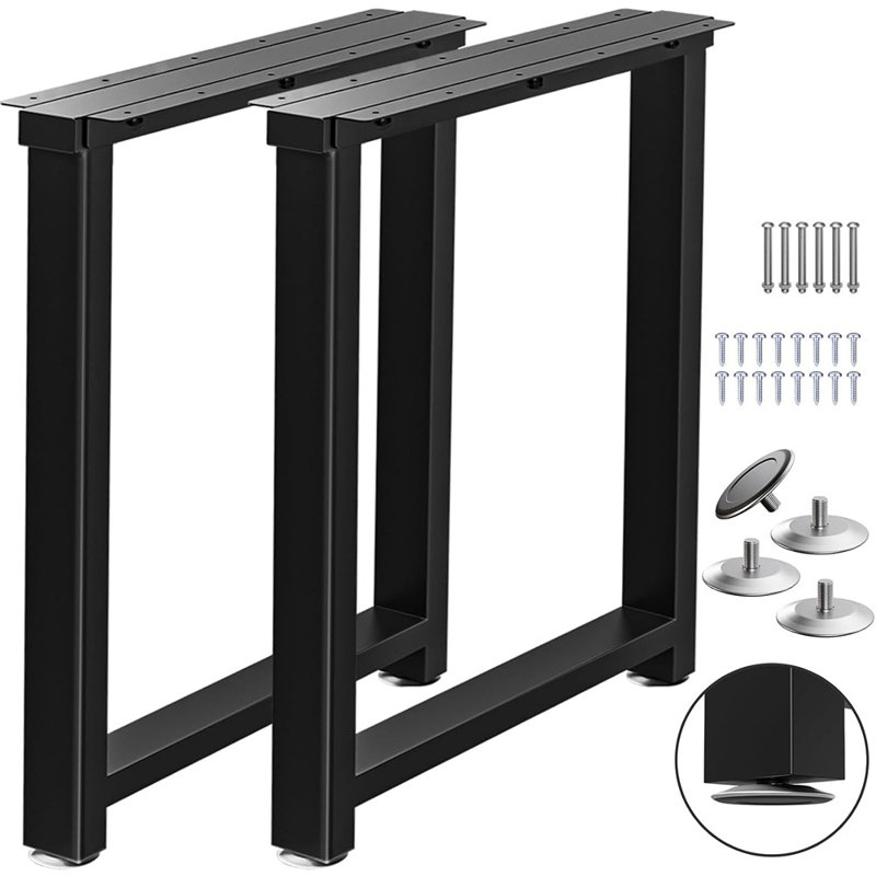 Pieds de mobilier en métal pour banc de table de salle à manger et table basse, pieds de banc en fer noir industriel, ensemble de 2