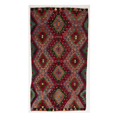 Flatweave Cotton and Wool Ikat Area Rug