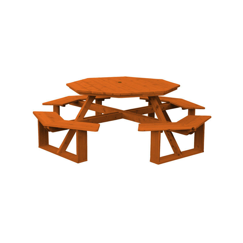 Sirna 8 - Person Wood Patio Dining Set with, Redwood Stain