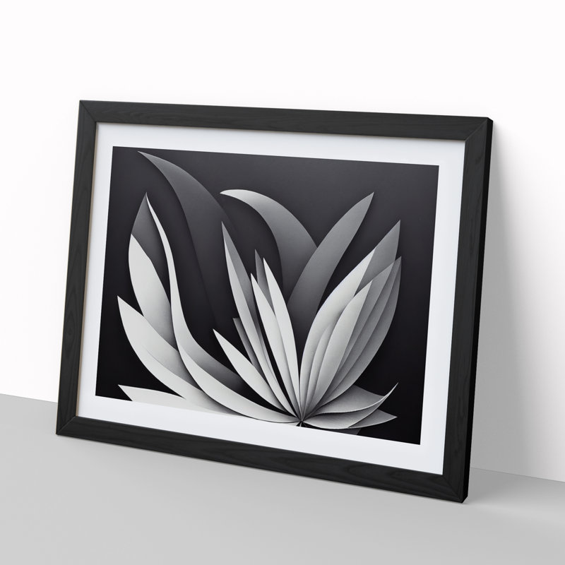 XH1022-7148X Pretty Floral Art - Single Picture Frame Print, 46cm H x 64cm W, Black