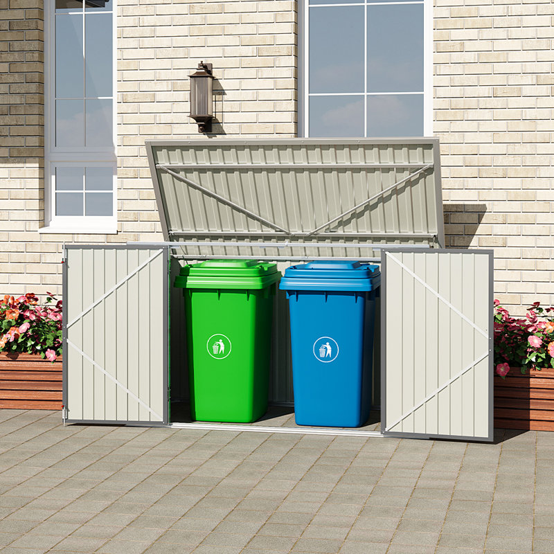 Aslee 7 Ft. W x 3 Ft. D Pent Metal Bike Shed (Fits 3 Bikes)
