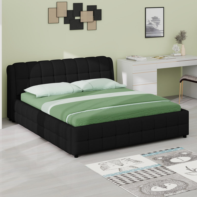 Lit plateforme tapissier Contemporary, Noir