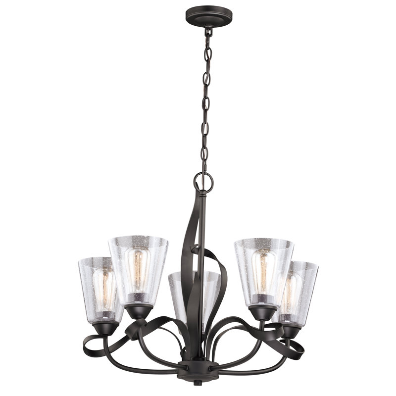 Zermeno 5 - Light Steel Dimmable Wagon Wheel Chandelier