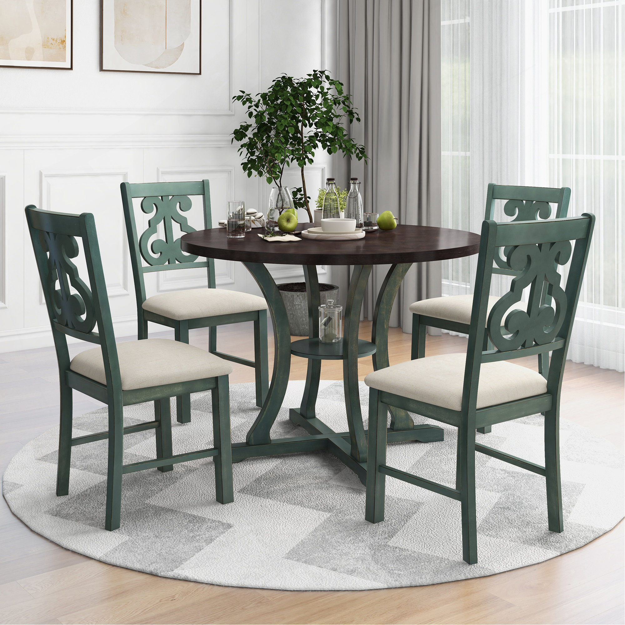 Ophelia & Co. 5-Piece Round Dining Table And Chair Set With Special ...