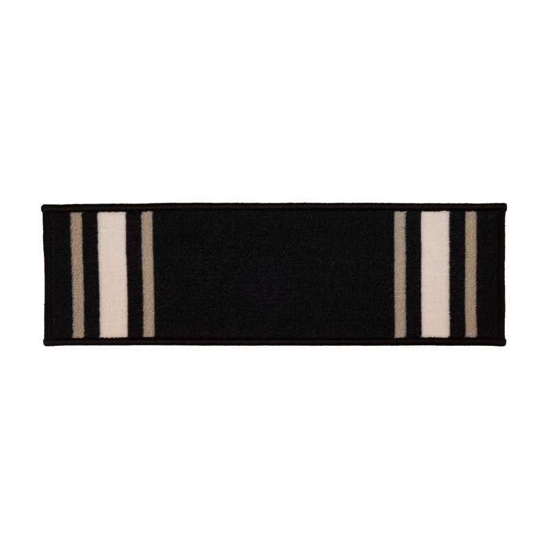 Tapis d'escalier à bordure sur mesure à rayures sur mesure, Beige, Rectangle 2 pi 8 po x 12,5 po