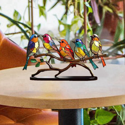 Metal Animal Desktop Ornament, Double Sided Multicolor Statue, Imitation Animal Sculpture Desktop Decoration, Home Decor For Home Living Room Office,three Bird(five Side)