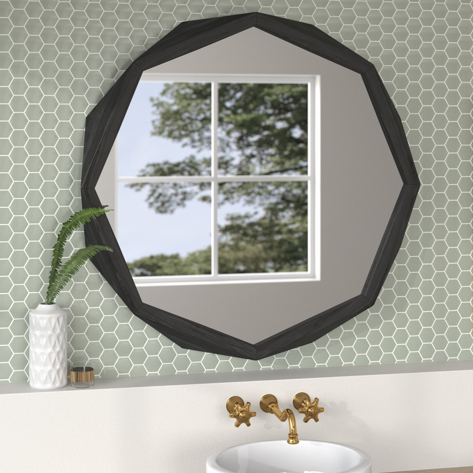 Jo Accent Mirror, 41" x 41", Black