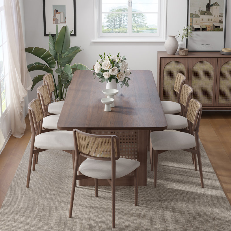Andiel 33.5"W×30"H Wood Dining Table, 30"H x 79"L x 33.5"W, Walnut