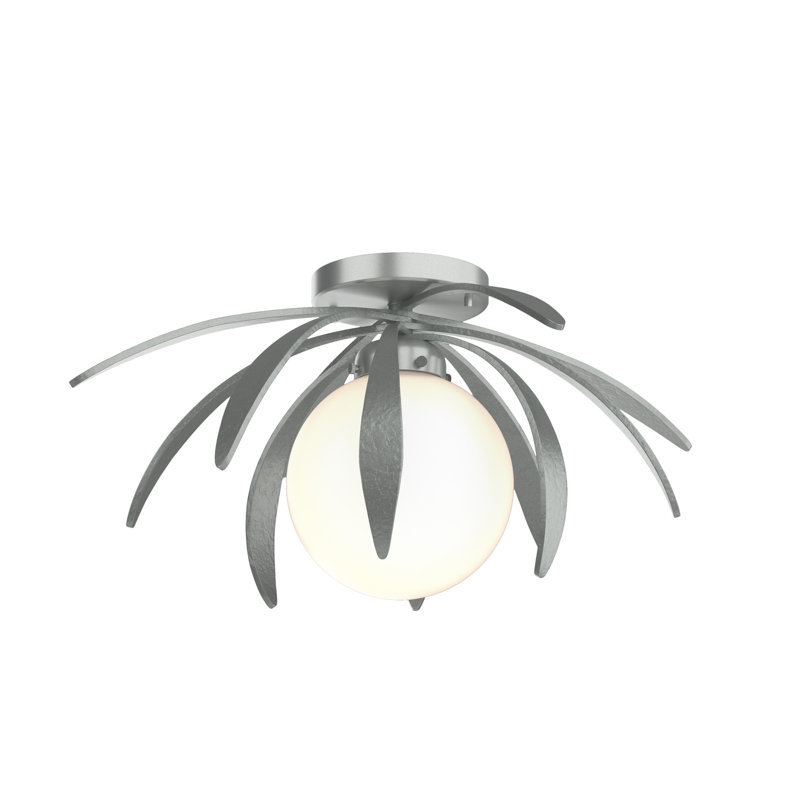 Dahlia 1 - Light Semi Flush Mount, Opal White, Vintage Platinum