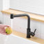 Robinet de cuisine noir à bec rétractable - Robinet à poignée simple pour salle de bain et éviers