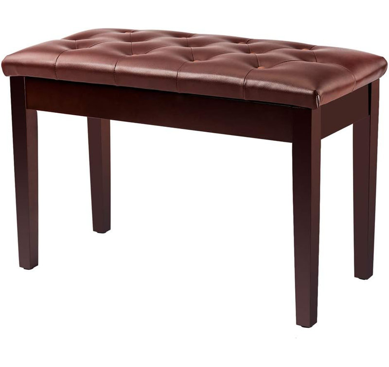 Brown Button-Top Piano Bench With Storage,13.8"X19"