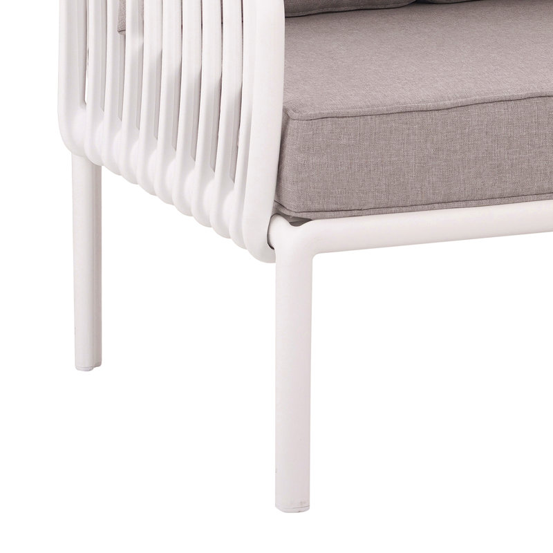 9 Piece Patio Conversation Sets, Modern Outdoor Patio Sectional Furniture Set With Two Square Coffee Table, Waterproof Thick Cushion Deep Seating For Porch, Balcony, White & Light Gray