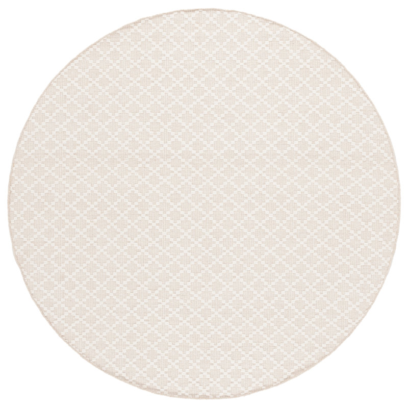 Northport Hand Woven Wool/Cotton Geometric Rug in Ivory/Beige, Round 6'