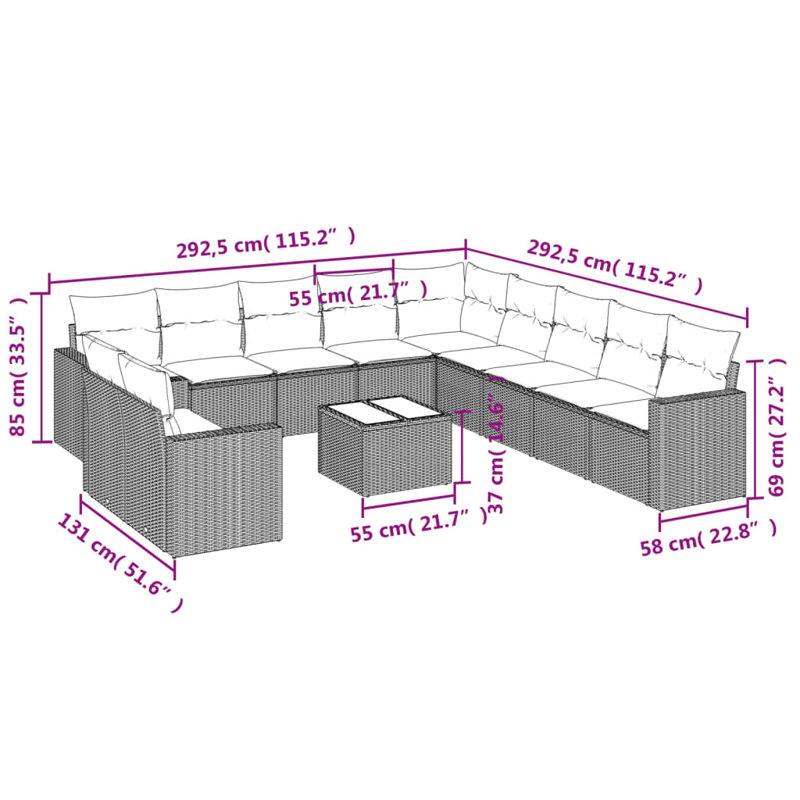 Vidaxl Garden Sofa Set Grey