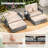 Wicker Outdoor Loveseat Sofa With Ottoman & Retractable Side Tray, Beige-529070231