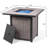30" Rattan Fire Pit Table, 50,000 BTU outdoor fireplace with Cover, Blue Glass Beads & Lid