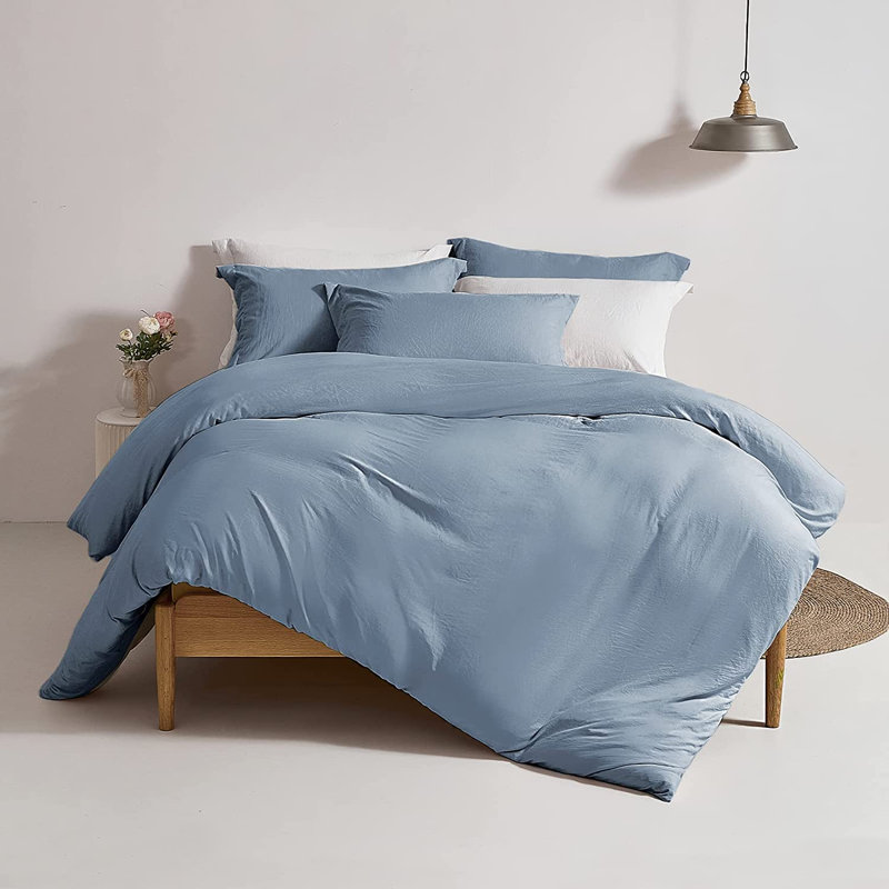 Solayne Washed Microfiber Duvet Cover Set, Soft Bedding with Zipper Closure and Corner Ties, Full Duvet Cover + 2 Shams