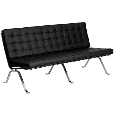 Massaline LeatherSoft Button Tufted Armless Sofa with Designer Curved Legs