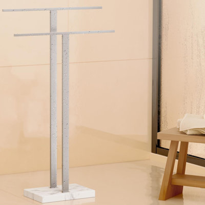 2 Tier Marble Base Blanket Rail Brushed Stainless Steel Silver