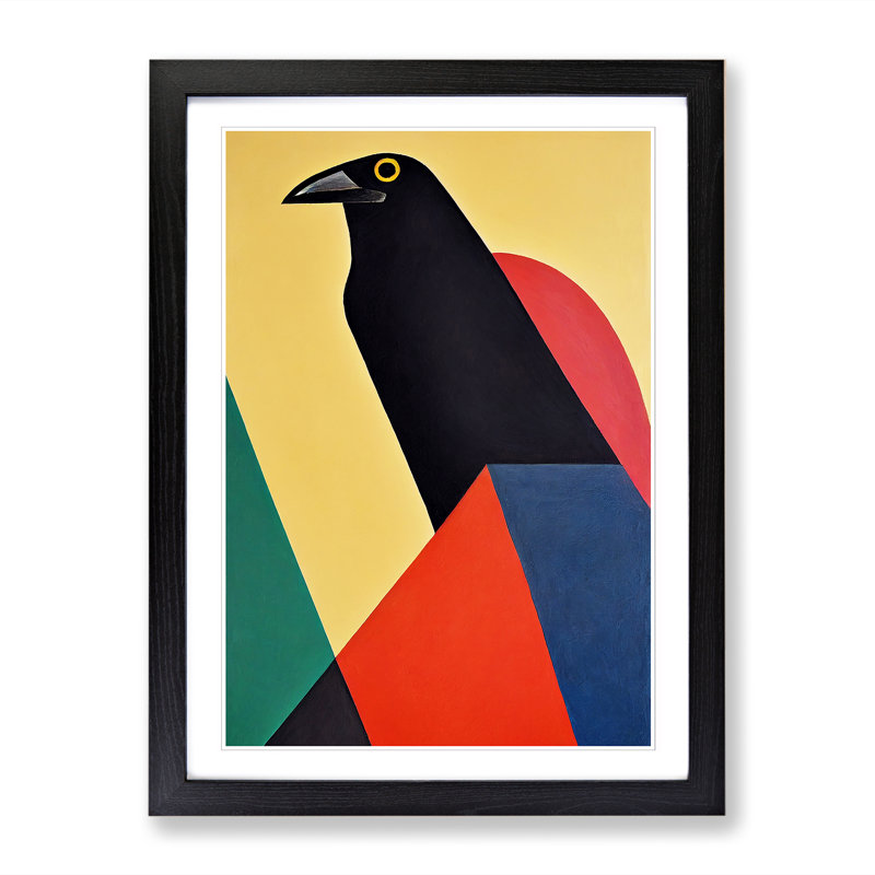 Anida Crow Bird Abstract Vol.1 - Picture Frame Print, 64cm H x 46cm W x 2cm D, Black