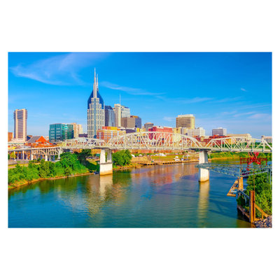Nashville TN Frameless Tempered Glass Wall Art - 60" x 40"