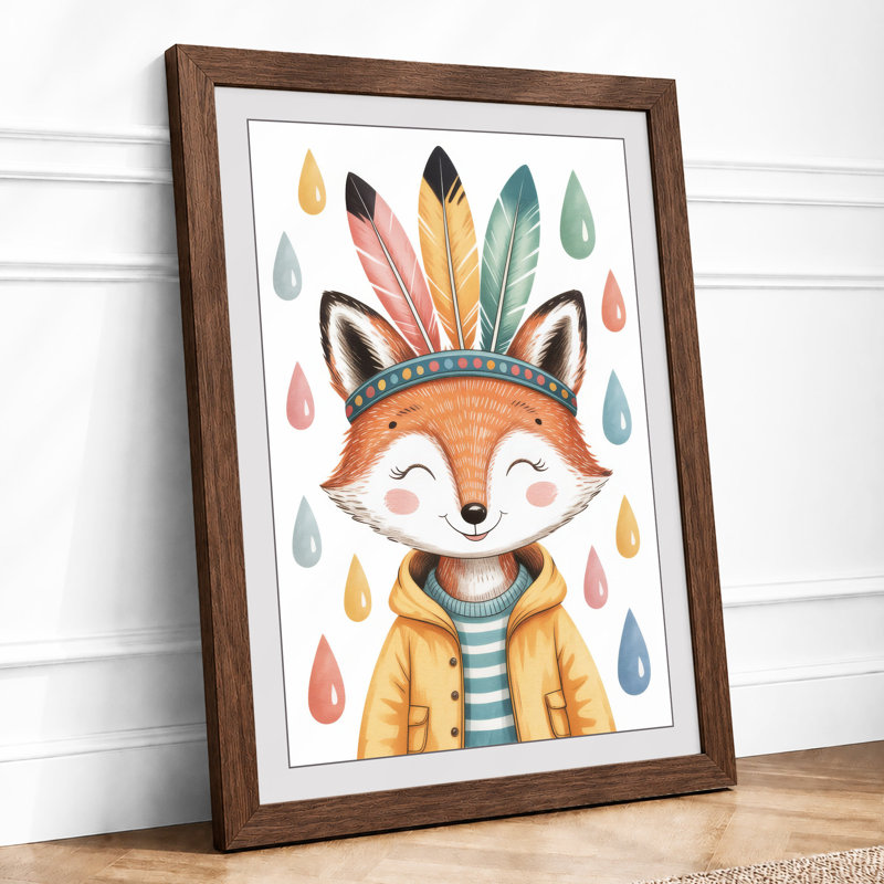 Crowned Fox Boho - Framed Print, Walnut, A1 - 84.1 x 59.4 cm