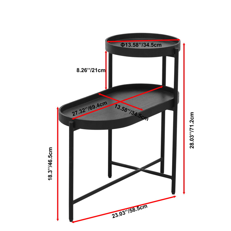 Table d'appoint à 2 niveaux avec canapé de rangement pour table de salon et table de bout en bois