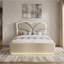 Lit plateforme moderne très grand avec tête de lit tapissier et garniture dorée champagne-56866302