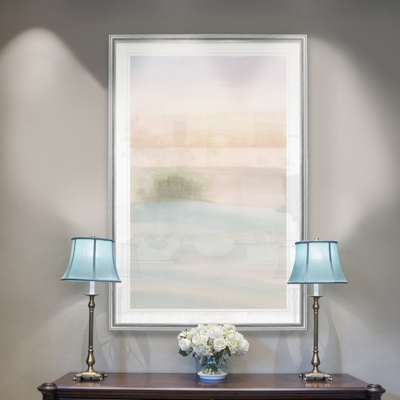 «Island Calm II», reproduction d'art sur toile, H 30,5 po x l 42,5 po x P 1,5 po, Encadrement argenté