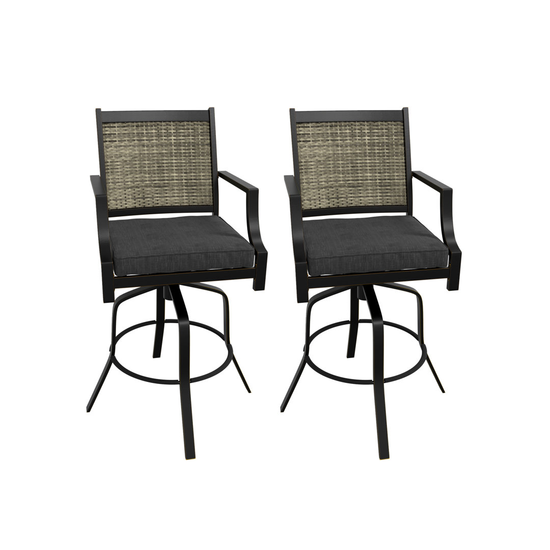 Powder Coated Aluminum Outdoor Stool with Cushion (Set of 2) mondawe