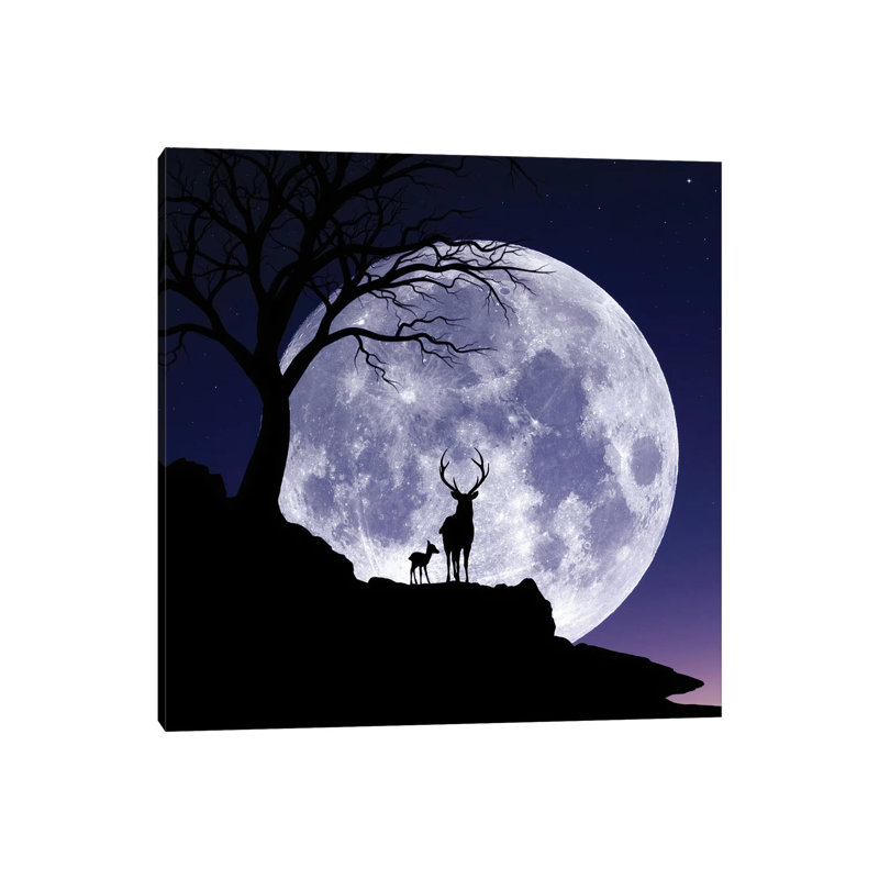 Moon And Gazelle by Abdullah Evindar - Wrapped Canvas Print, 30.48 cm H x 30.48 cm W