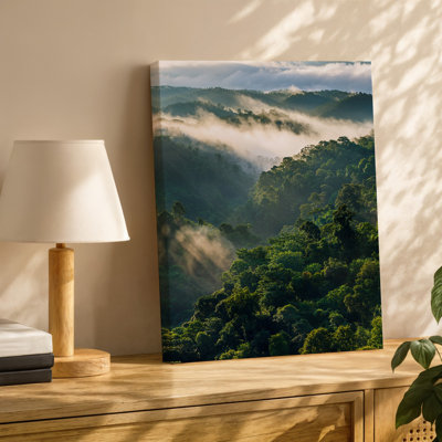 Canvas Aerial View Of A Dense Lush Green Forest With Various Wall Art Shades Of Green Foliage Creating A Vibrant Tapestry Interspersed Canvas Wall Art