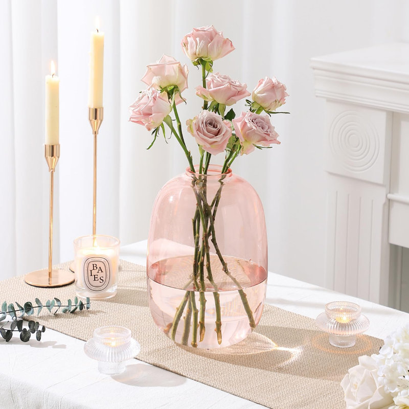 Vase de table en verre Narron, Rose