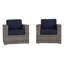 Fauteuil club en osier Sunbrella