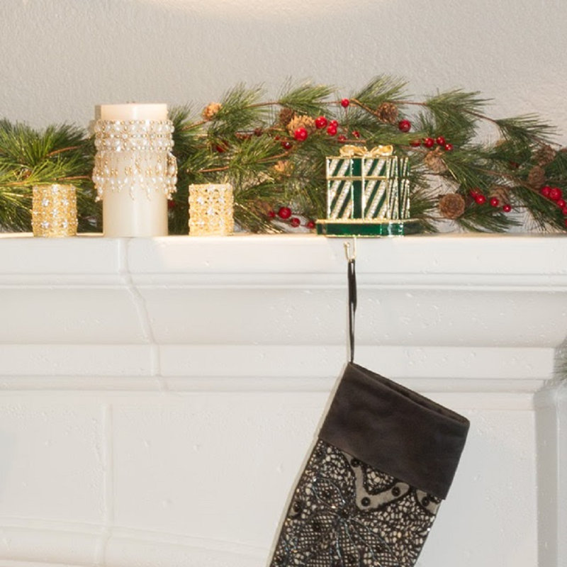 Holiday Gift Box Stocking Holder, Green