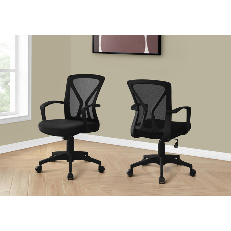 Office Chair, Adjustable Height, Swivel, Ergonomic, Armrests, Computer Desk, Work Mesh Metal, Contemporary, Modern, Black