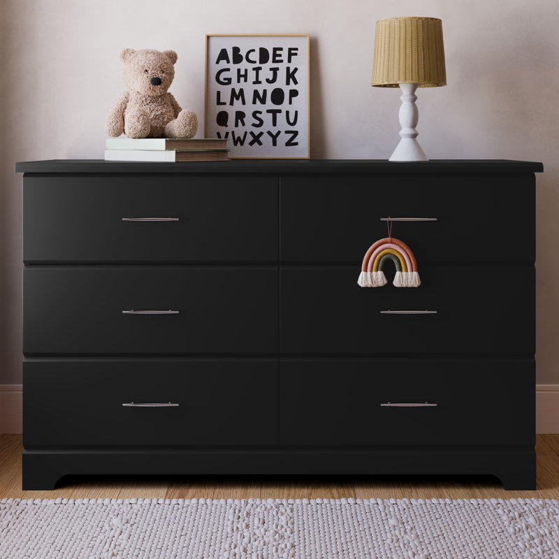 Commode double à 6 tiroirs Brookside, Noir
