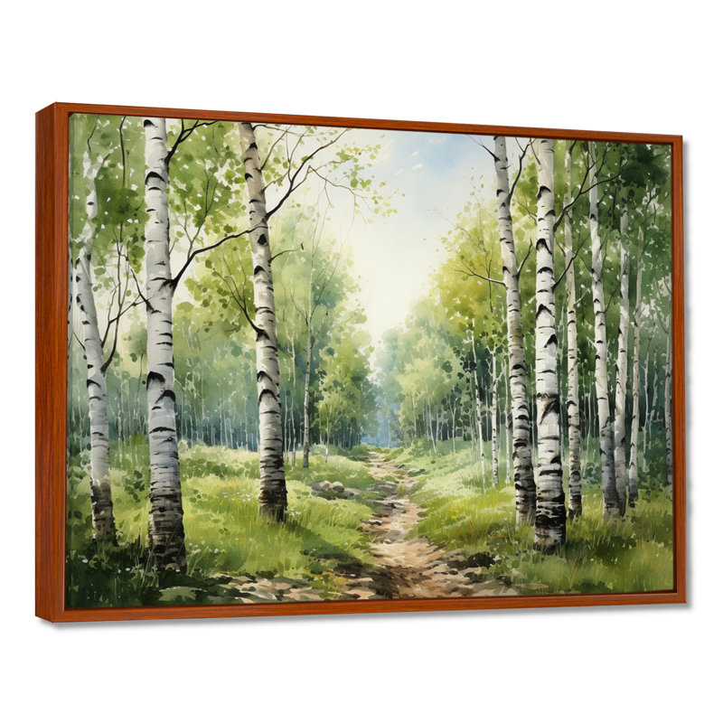 «Birch Woods Silent Woods I», reproduction sur toile encadrée, H 34 po x l 44 po x P 1,5 po, Cadre flottant brun