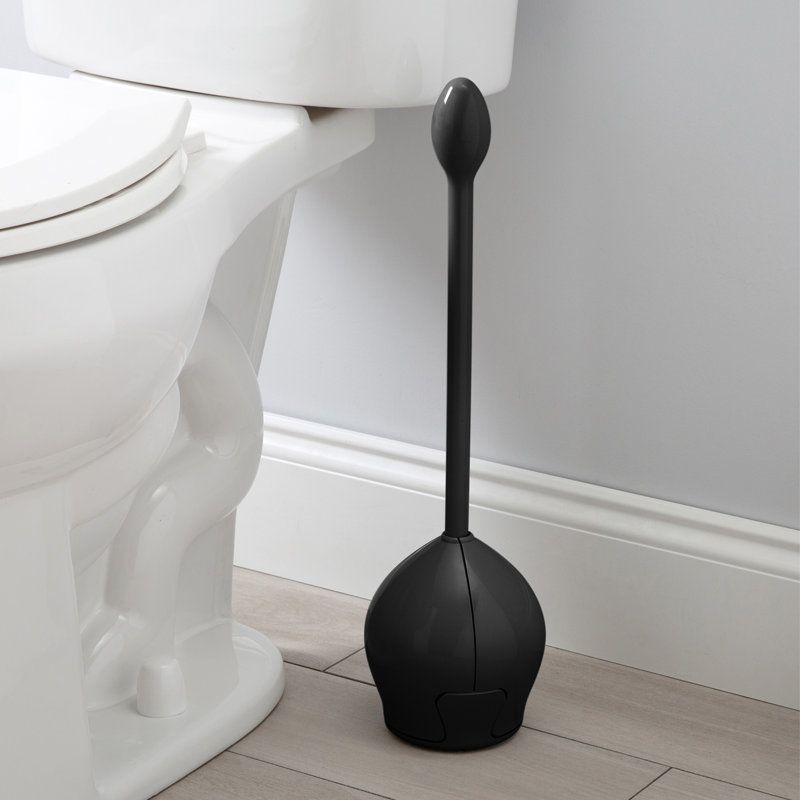 Black Ergonomic Tulip Toilet Bowl Brush with Holder