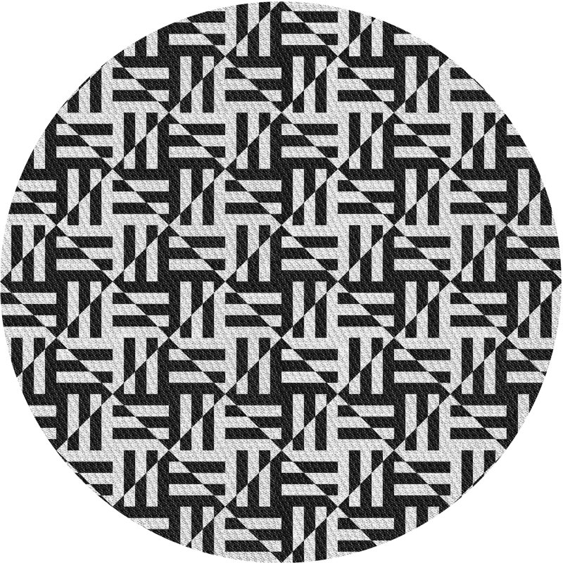 Tapis noir / blanc à motif Kassia, Rond 5 pi