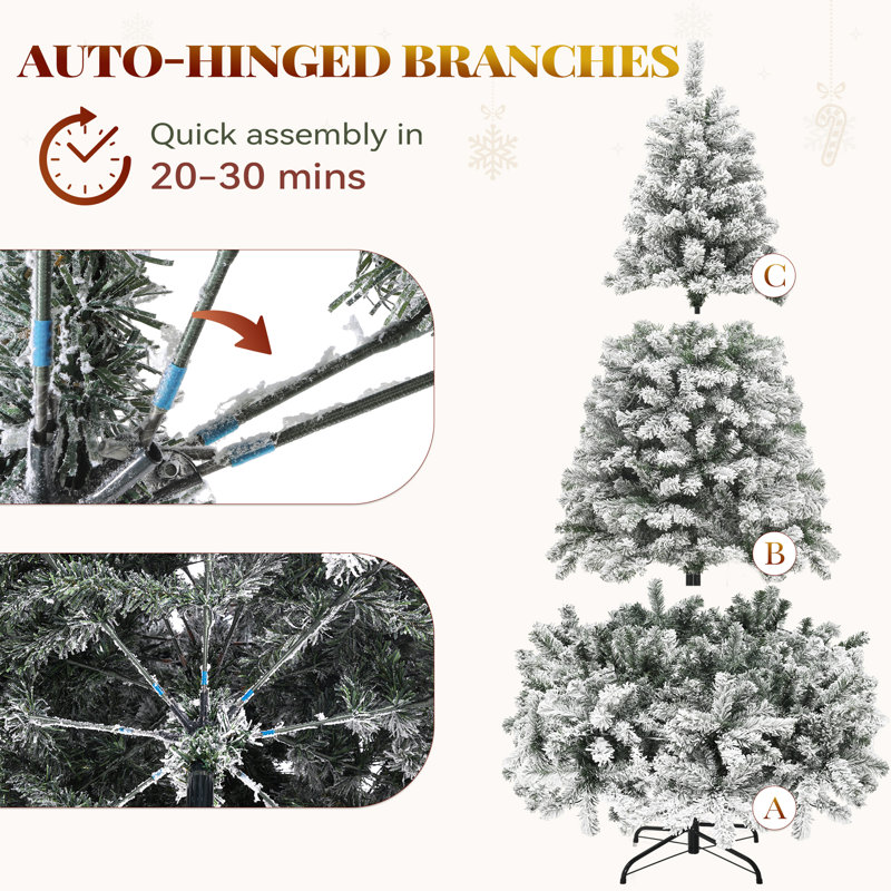 6ft Artificial Christmas Tree Warm Lights with Stand