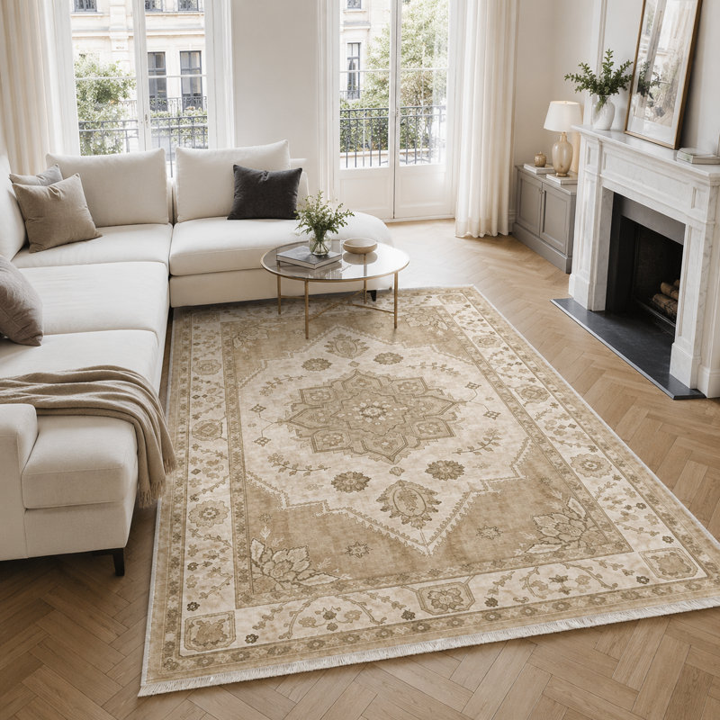 Vintage Look Flatweave Area Rug, 160 cm round