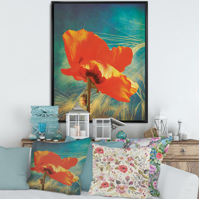 Coquelicot rétro - peinture sur toile